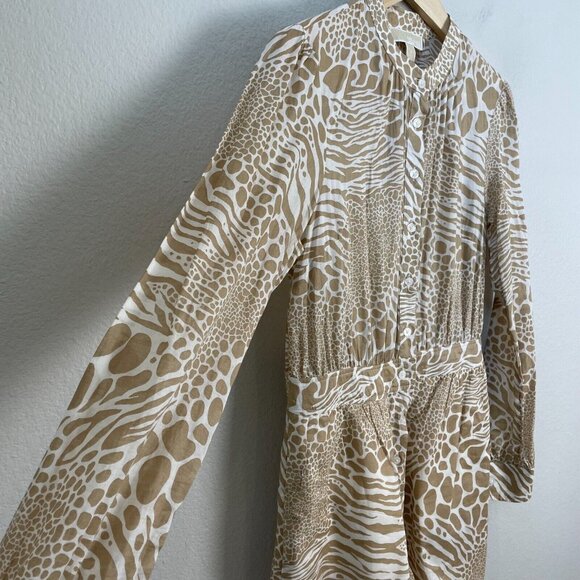 MICHAEL Michael Kors Womens 6 Cotton Sheer Animal Print Romper Long Sleeve - Picture 6 of 11